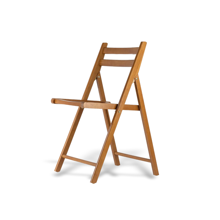Premium solid teak folding chair with a slim profile and space-saving design; durable indoor-outdoor seating with natural weather-resistant properties.