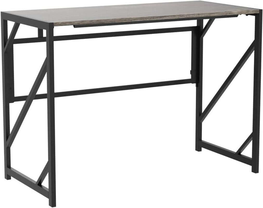 Space-Saving Folding Desk | Home Office Computer Desk | No Assembly Required | Black Oak