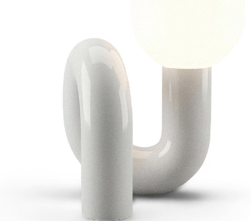 Interlocking spiral ceramic loop detail, transparent close-up