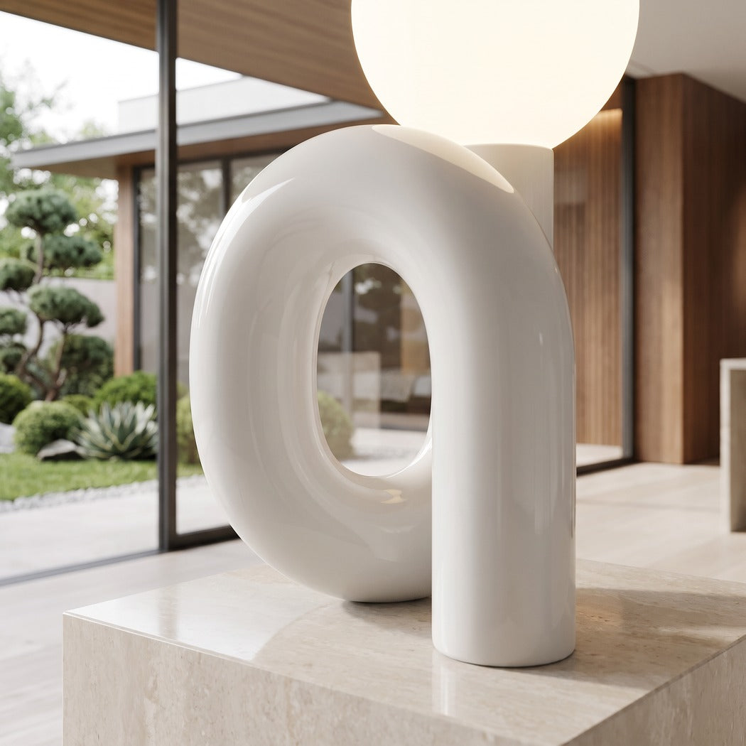 Spiral ceramic loop detail in a styled interior setting (feature callout)