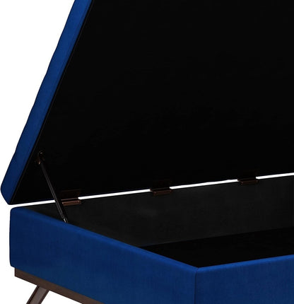 blue coffee table with storage (close-up detail)