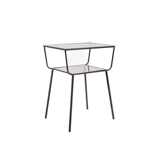 Stylish Glass Side Table Legs Metal Black
