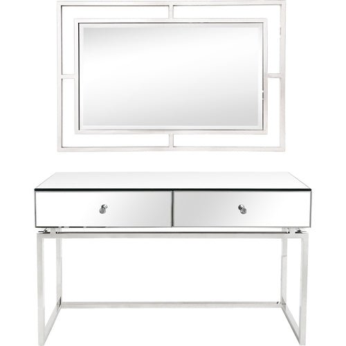 Mirror Dresser Set With Stainless Steel Base