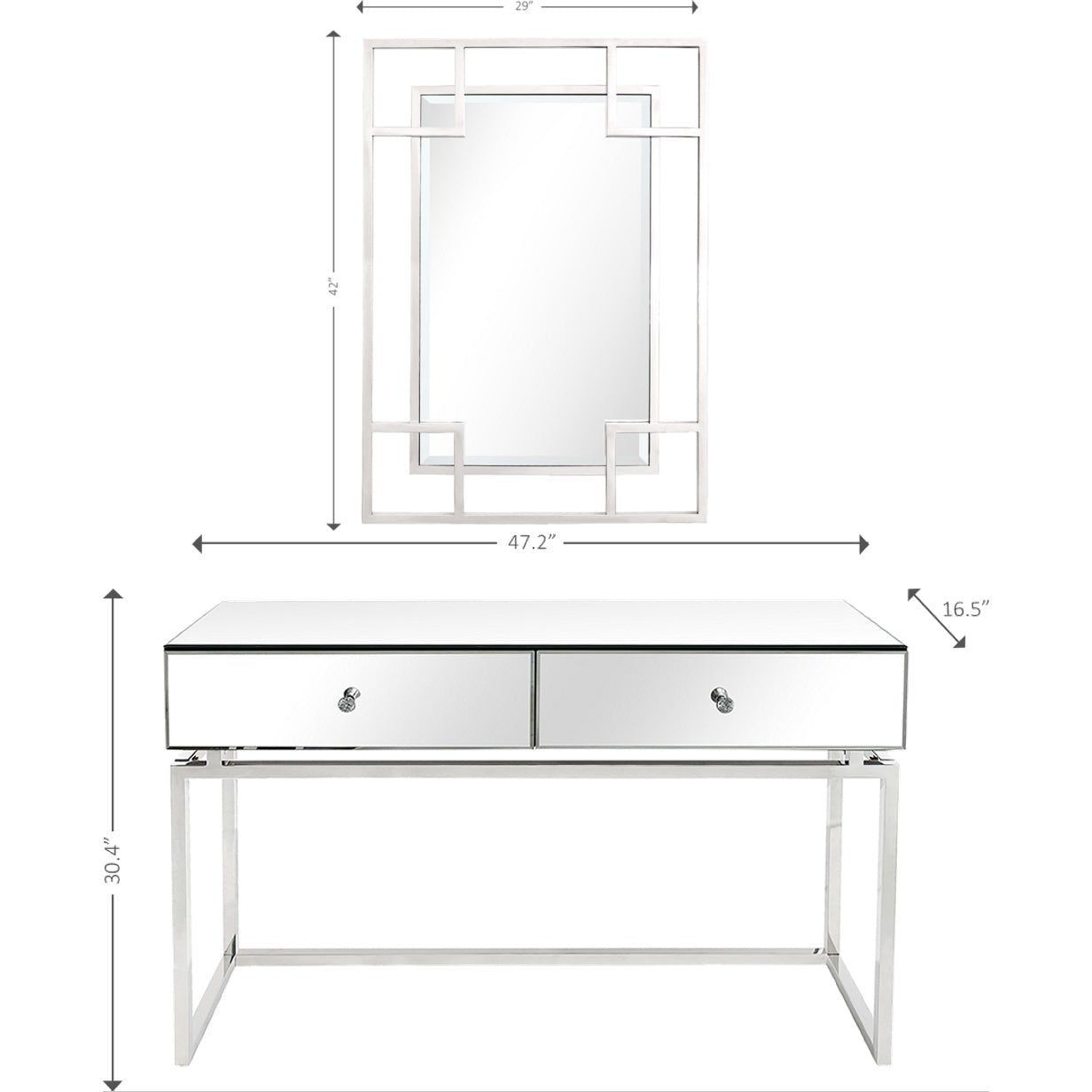 Mirror Dresser Set Size