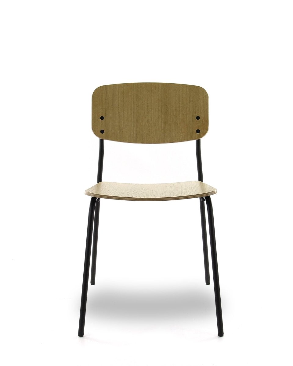 Oak Dining Chairs - Stackable Design 