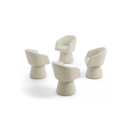 Swivel Boucle Dining Chairs, Set of 4 on a plain #f3f3f3 studio ground