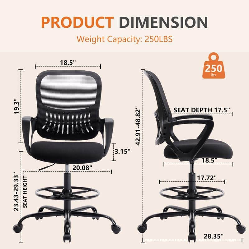 Tall Office Chair, Standing Desk Chair with Thicker Seat