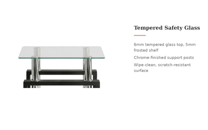 Square tempered glass tea table, tempered glass feature callout