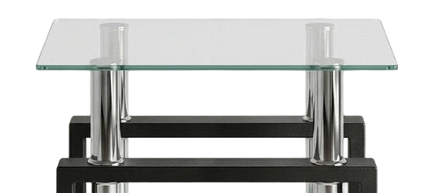 Square Tempered Glass Coffee Table with Metal Frame