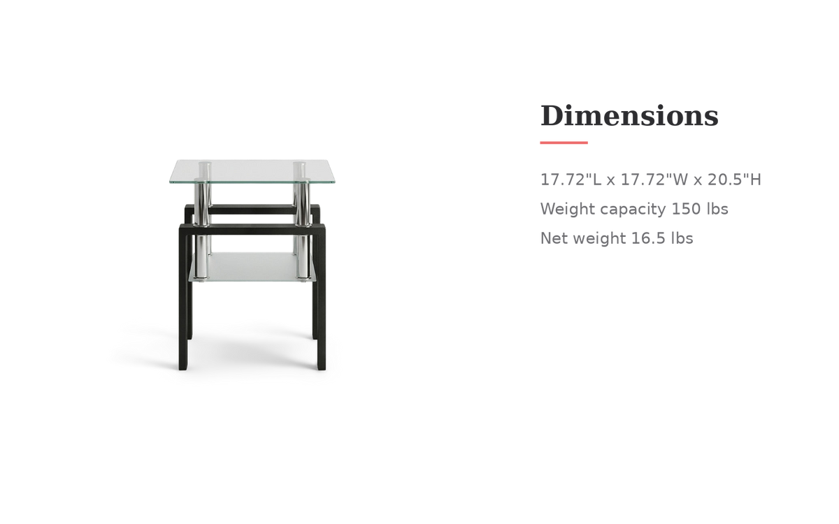 Square tempered glass tea table dimensions