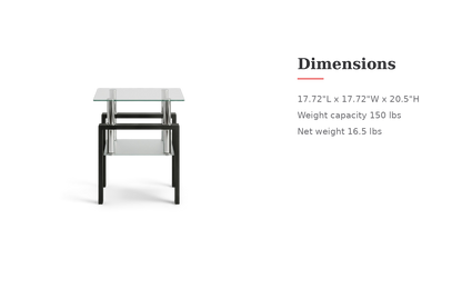 Square tempered glass tea table dimensions