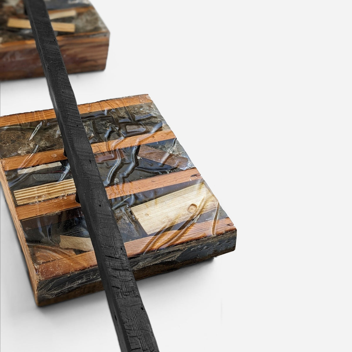 Three Panel Wood Wall Art, 48 Inch Debris Sculpture
