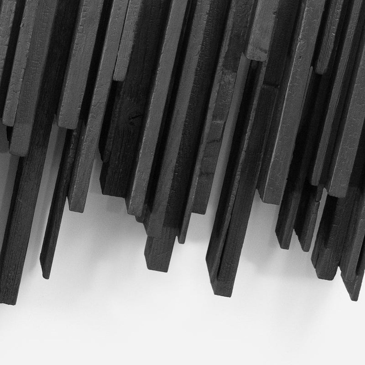 Torched Wood Floating Shelf, 28 Inch Black Slat Design