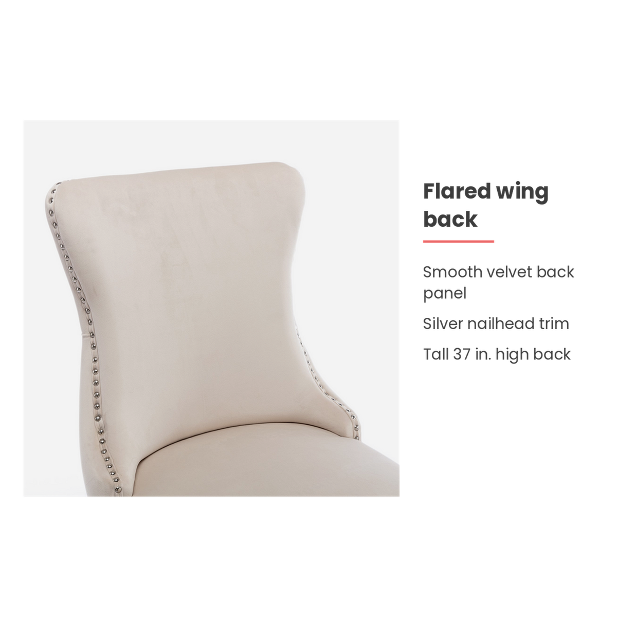 Flared wing back feature card for the wingback dining chair (feature callout)