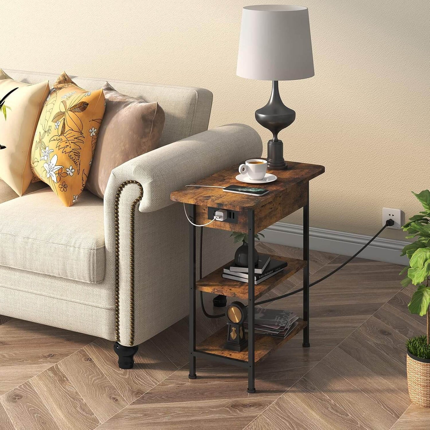 Versatile Charging Nightstand with Flip - Top Storage - Tamimi Home