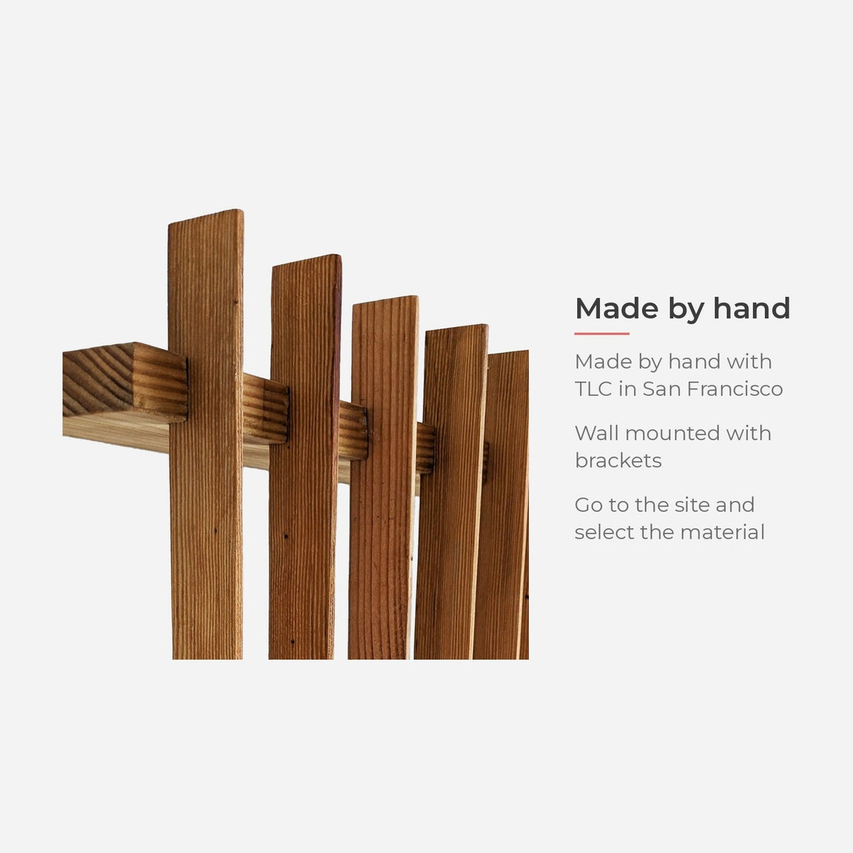 Vertical wood slat wall art 48 inch (feature callout)
