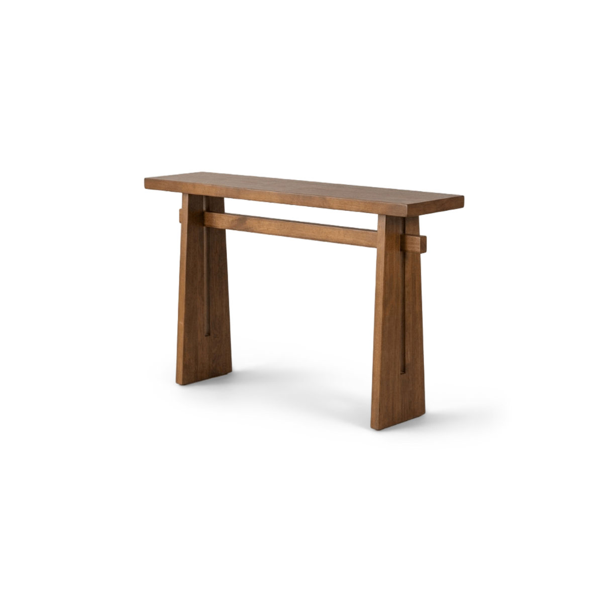 Narrow console table for hallway, angled view (plain studio)