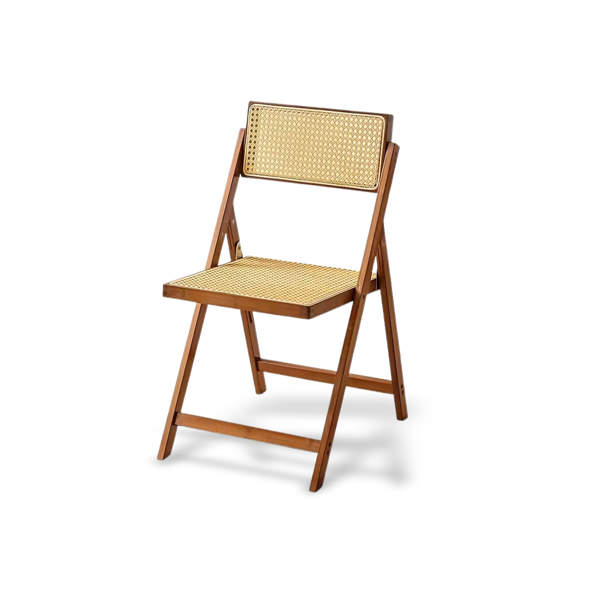 Compact folding dining chair detail on a #f3f3f3 studio background