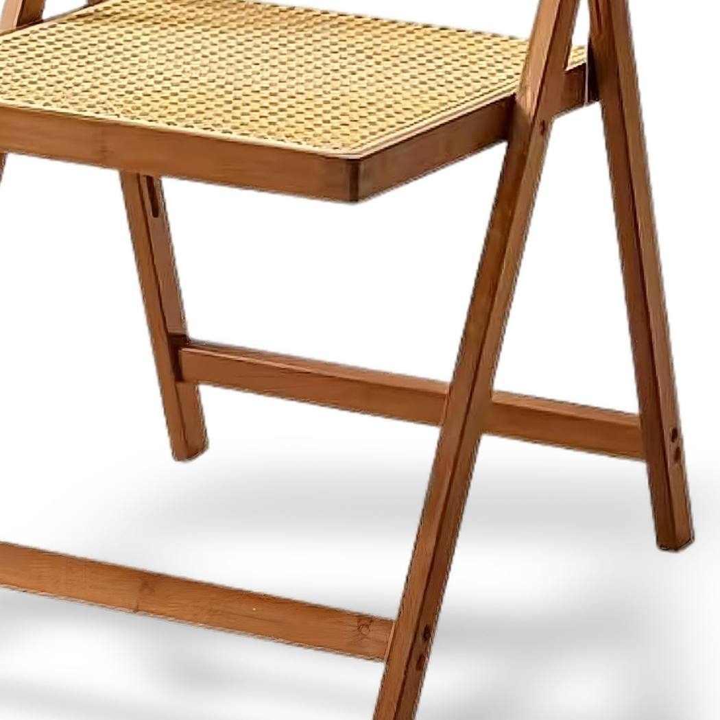 Folding hinge and woven seat frame (close-up detail)