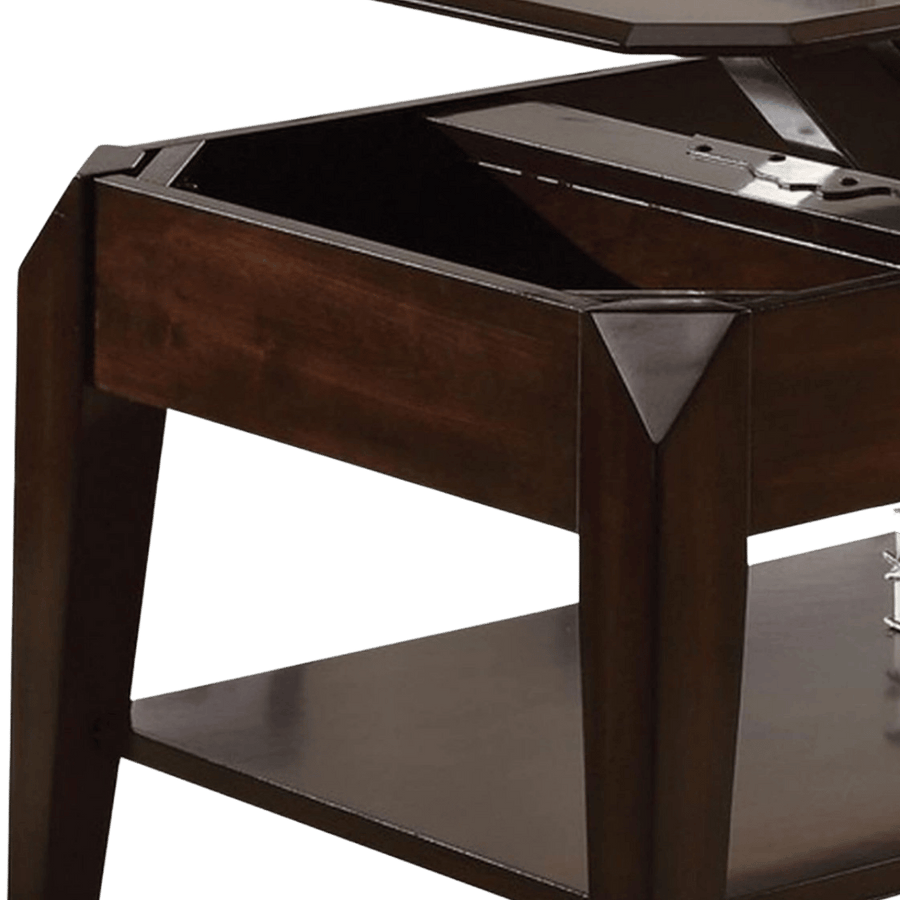 Walnut Solid Wood Lift-Top Storage Coffee Table Shelf