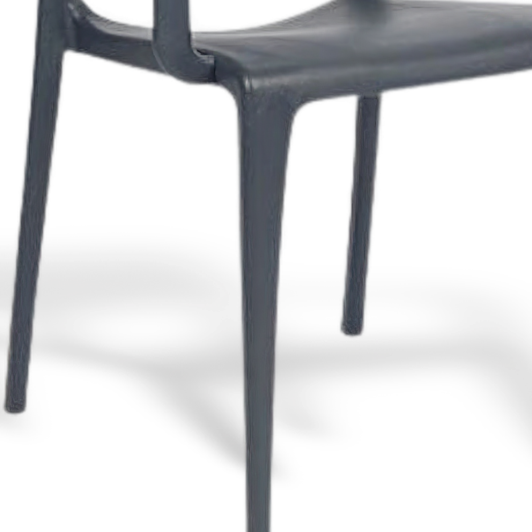 Tapered stacking legs under the seat shell (close-up detail)