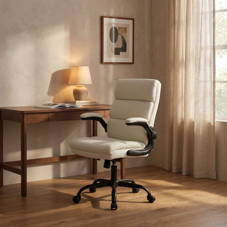 White Ergonomic Office Chair With Adjustable Back Support
