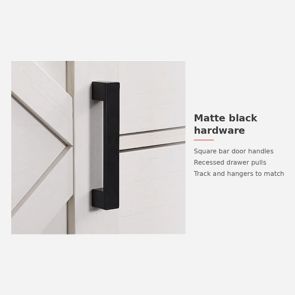 Spec card: matte black metal hardware