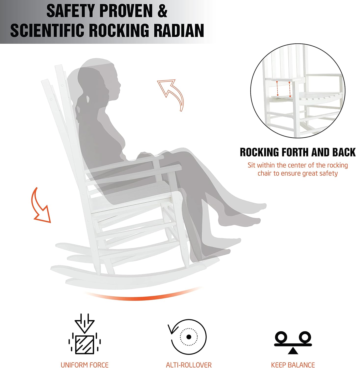 White Chairs Classic Wood Rocker Safety 