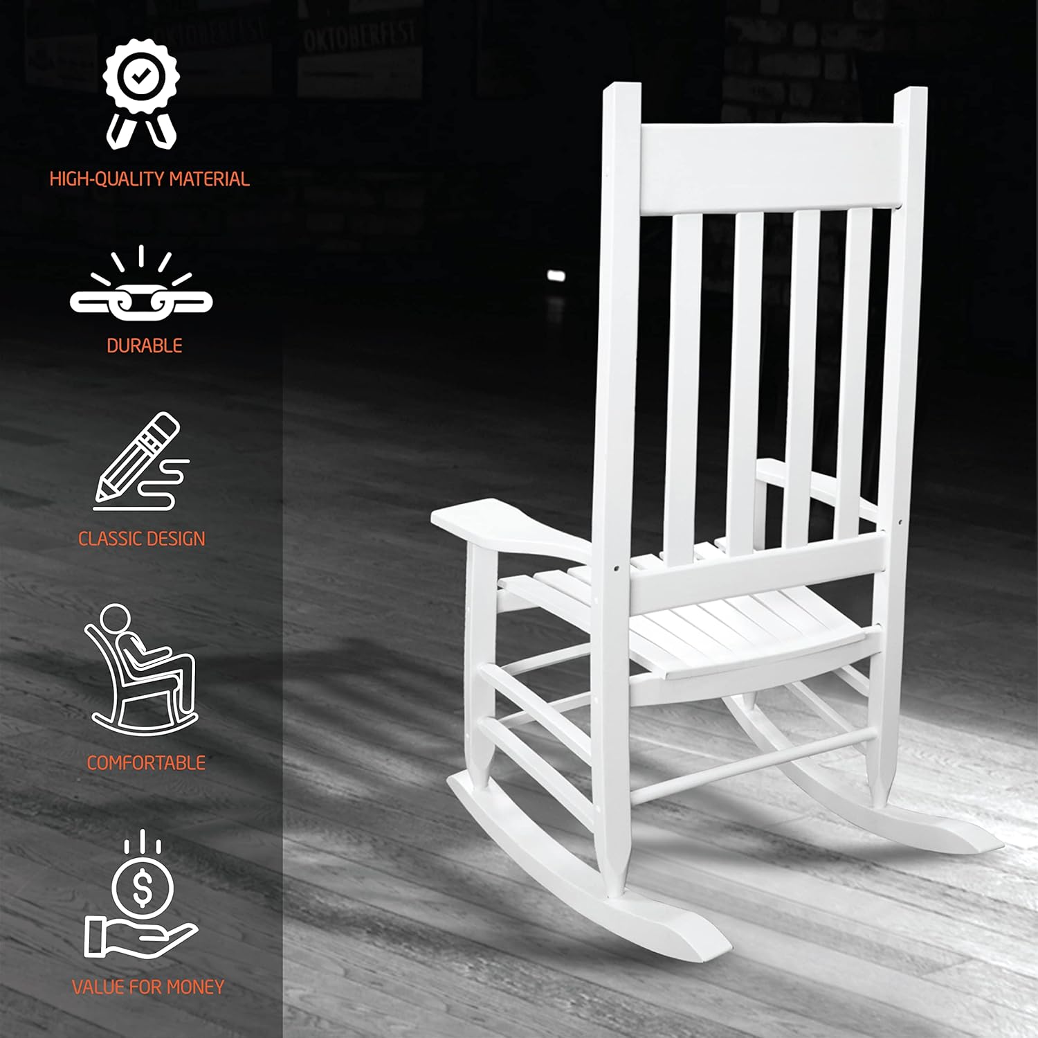White Chairs Classic Wood Rocker quality 