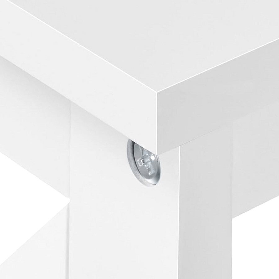 White Three Tier Console Table With Storage Shelves