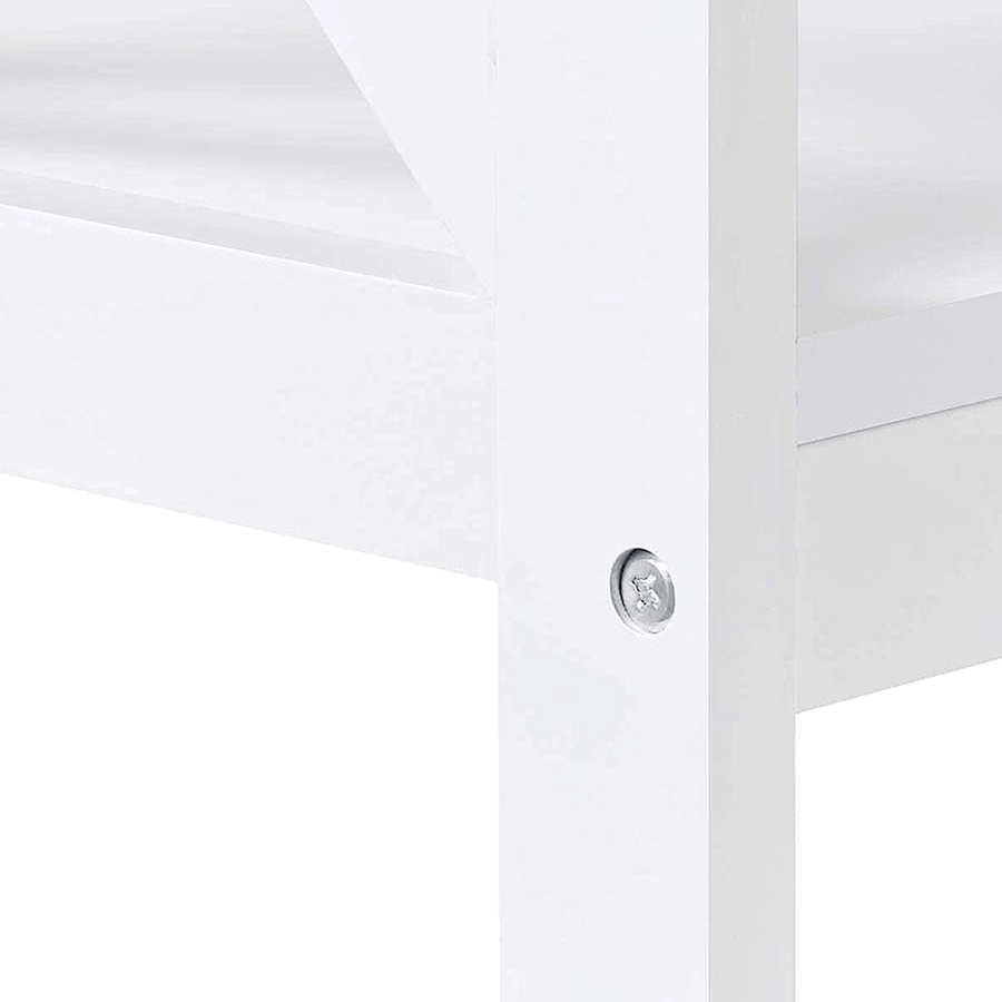 White Three Tier Console Table With Storage Shelves