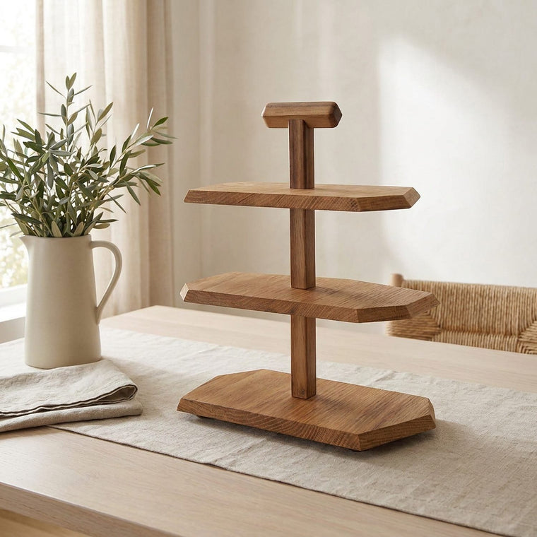 Wood Tiered Serving Stand, Reclaimed Fir with Beeswax Finish