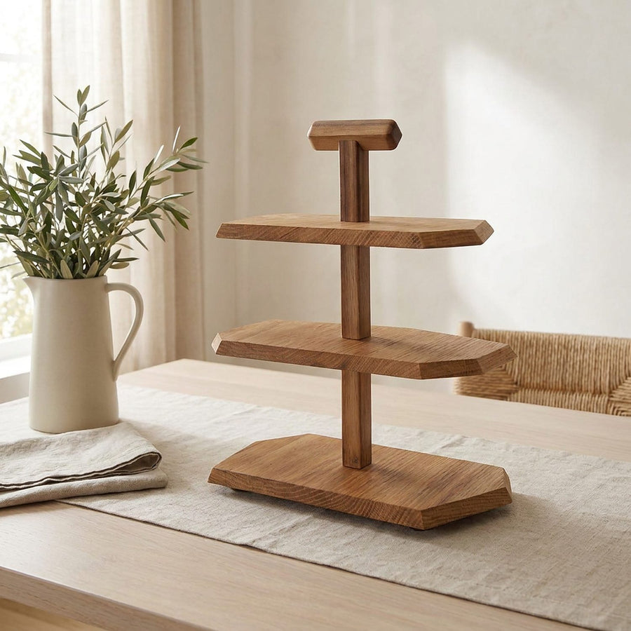 Wood Tiered Serving Stand, Reclaimed Fir with Beeswax Finish