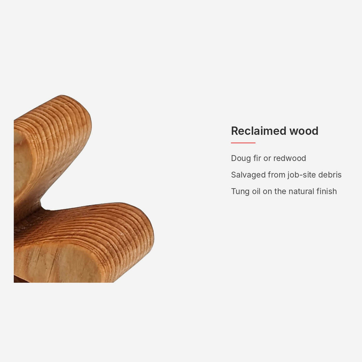 Reclaimed wood detail of the starburst bookends
