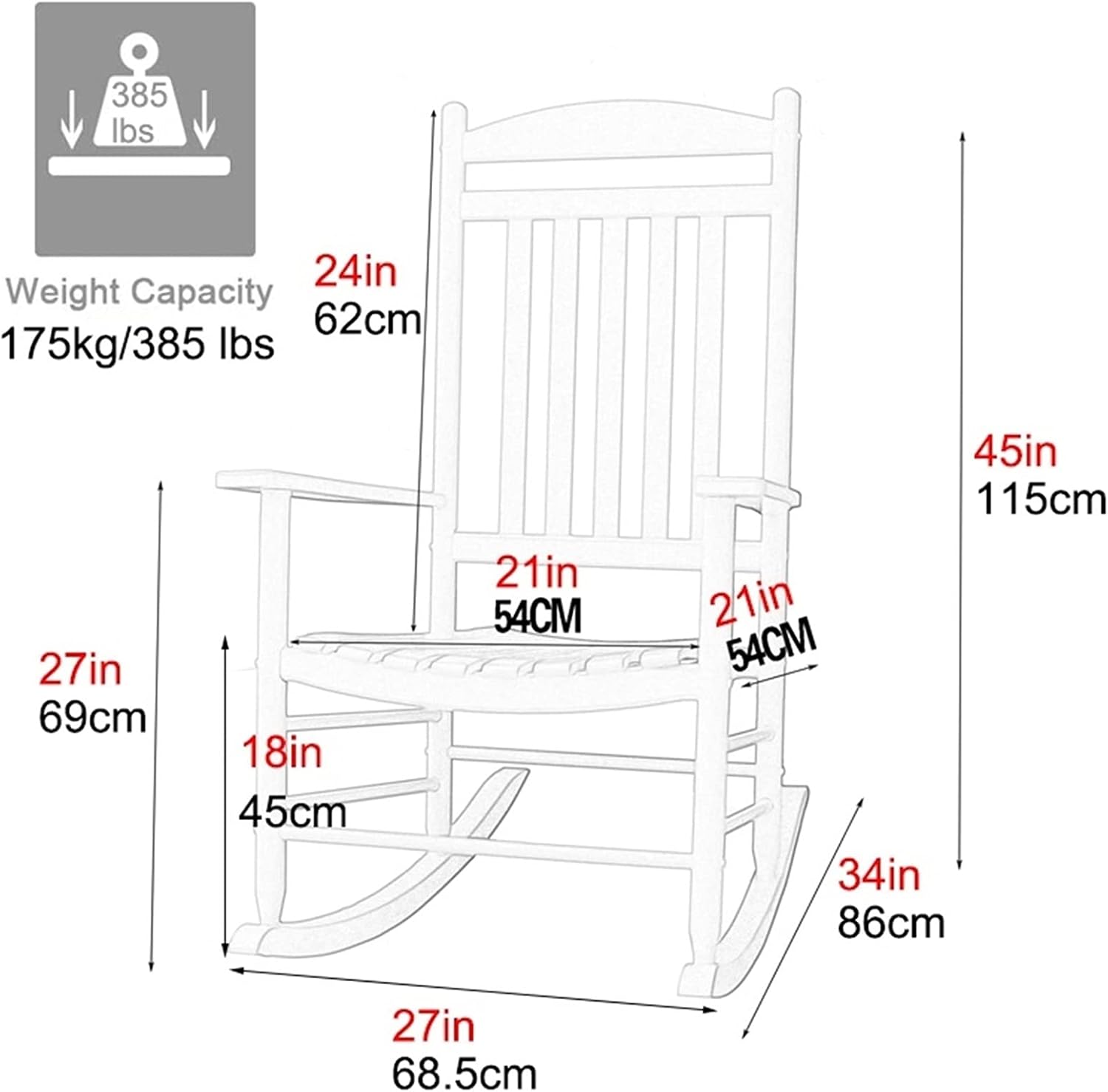 Wooden Rocking Chair With Ergonomic Design features 