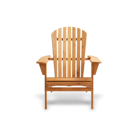 wooden folding Adirondack chair in Hemlock, lightweight, portable outdoor seating.